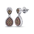 thumbnail image 1 of Diamond Princess Sterling Silver Womens Round Brown Diamond Teardrop Dangle Earrings 1/5 Cttw, 1 of 1