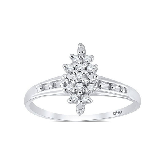 Diamond Princess Sterling Silver Womens Round Diamond Cluster Ring 1/10 Cttw