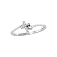 thumbnail image 1 of Diamond Princess Sterling Silver Womens Round Diamond Delicate Slender Cross Religious Ring 1/20 Cttw, 1 of 1