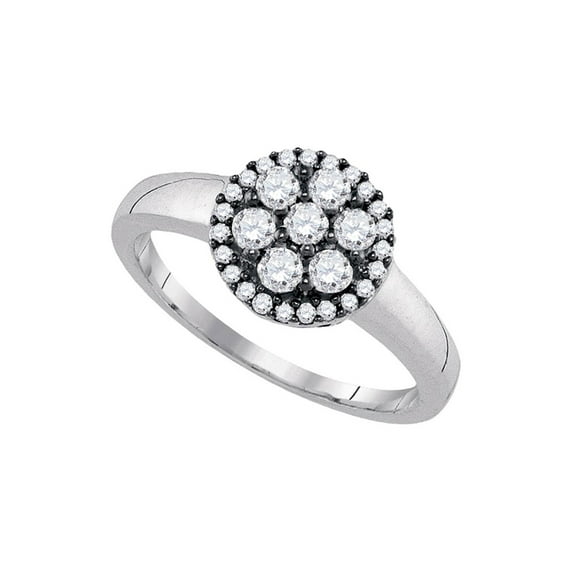 Diamond Princess Sterling Silver Womens Round Diamond Flower Cluster Ring 1/2 Cttw
