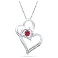 thumbnail image 1 of Diamond Princess Sterling Silver Womens Round Lab-Created Ruby Double Heart Pendant 1/3 Cttw, 1 of 1