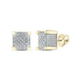 thumbnail image 1 of Diamond Princess Yellow-tone Sterling Silver Mens Round Diamond 3D Cube Square Earrings 1/5 Cttw, 1 of 1