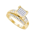 thumbnail image 1 of Diamond Princess Yellow-tone Sterling Silver Princess Diamond Square Cluster Bridal Wedding Ring 1 Cttw, 1 of 1