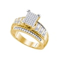 thumbnail image 1 of Diamond Princess Yellow-tone Sterling Silver Round Diamond Cluster Bridal Wedding Engagement Ring 5/8 Cttw, 1 of 1