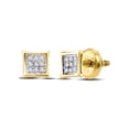thumbnail image 1 of Diamond Princess Yellow-tone Sterling Silver Unisex Round Diamond Kite Square Earrings 1/20 Cttw, 1 of 1