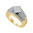 thumbnail image 1 of Diamond Princess Yellow-tone Sterling Silver Womens Round Diamond Elevated Square Cluster Ring 1/3 Cttw, 1 of 1