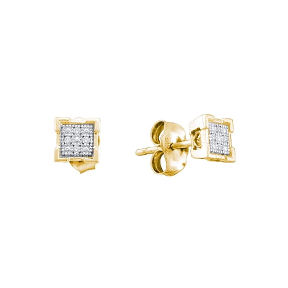 Diamond Princess Yellow-tone Sterling Silver Womens Round Diamond Square Earrings .03 Cttw
