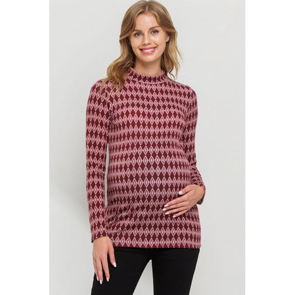 Diamond Print Mock Neck Maternity Top