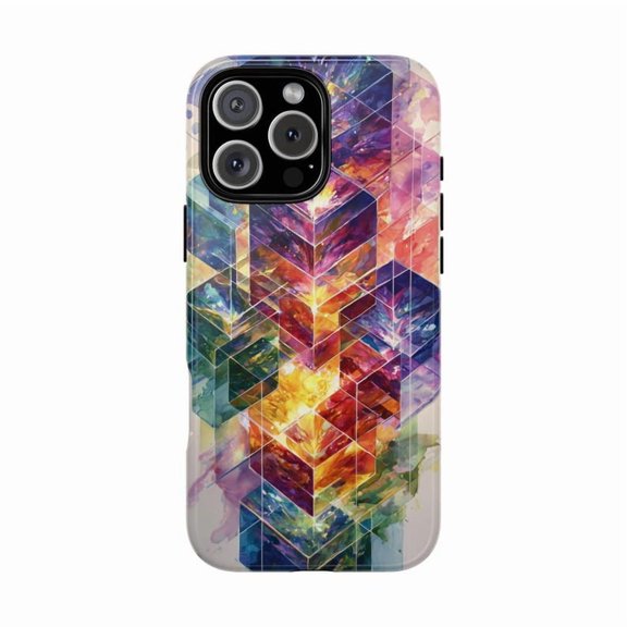 Diamond Prism Cubes Vibrant Colorful Abstract Pattern Case with iPhone 17 to 11 Pro Max