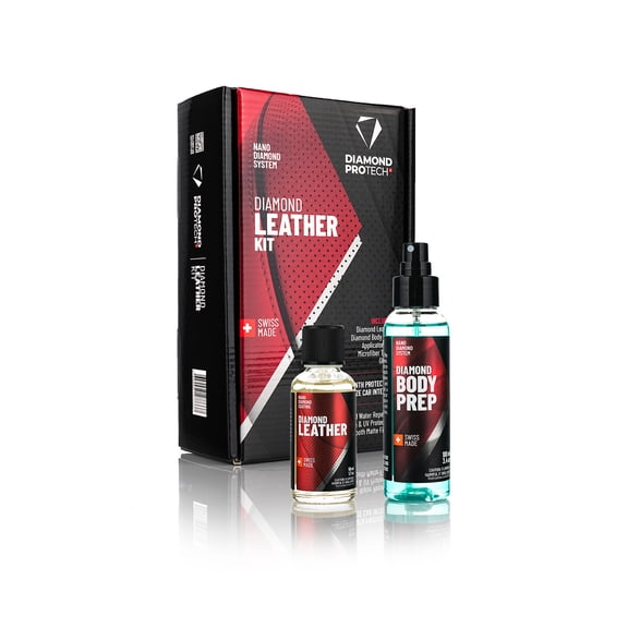 Diamond ProTech Diamond Leather Kit Diamond Leather 50ml Plus Diamond Body Prep 100ml Kit; Natural Leather Protection; Protects from UV and Stains; Repels Oil, Grease & Water for up to 12 Months