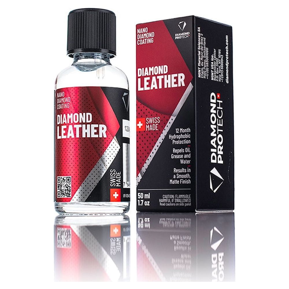 Diamond ProTech – Diamond Leather – Natural Leather Protection; Smooth, Matte Finish; Protects from UV and Stains; Repels Oil, Grease and Water for up to 12 Months (50 milliliters)