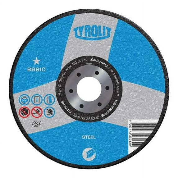 Diamond Products 34301952 Tyrolit Basic Depressed Center Wheel for Grinding, 6 x 0.25 x 0.87 in.