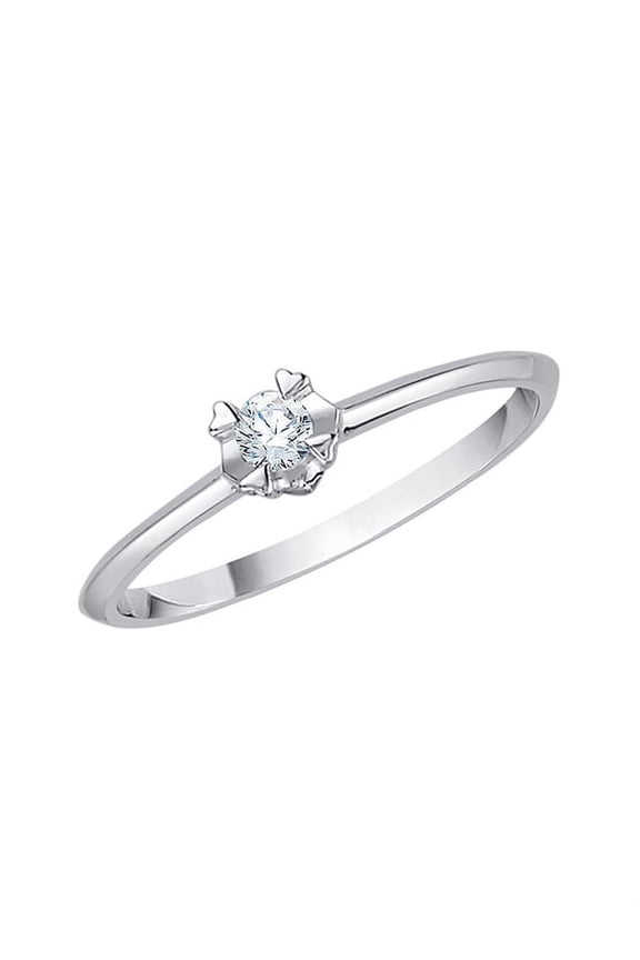 Diamond Promise Ring in Sterling Silver (1/10 cttw) (I-Color, SI3-I1 Clarity) (Size-6.5)