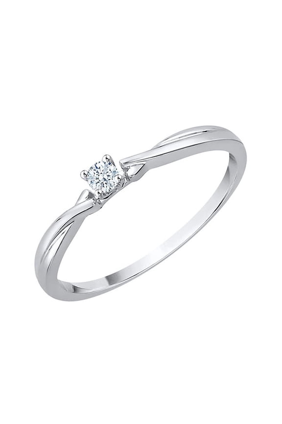 Diamond Promise Ring in Sterling Silver (1/10 cttw) (I-Color, SI3-I1 Clarity) (Size-6)