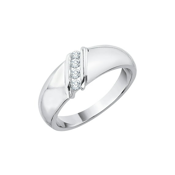 Diamond Promise Ring in Sterling Silver (1/5 cttw) (I-Color, SI3-I1-Clarity) (Size-9)