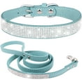 thumbnail image 1 of Diamond Puppy Collar and Leash Set, Pretty Rhinestone Bling Cat Collar Fancy Crystal Glitter Jewel Girl Kitten Collars for XXS XS Small Medium Female Pet Dogs, Hot Pink XXSmall, 1 of 5