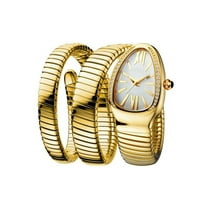 Diamond Quartz Gold Watch Women Snake Design Three Loop Bracelet Watches