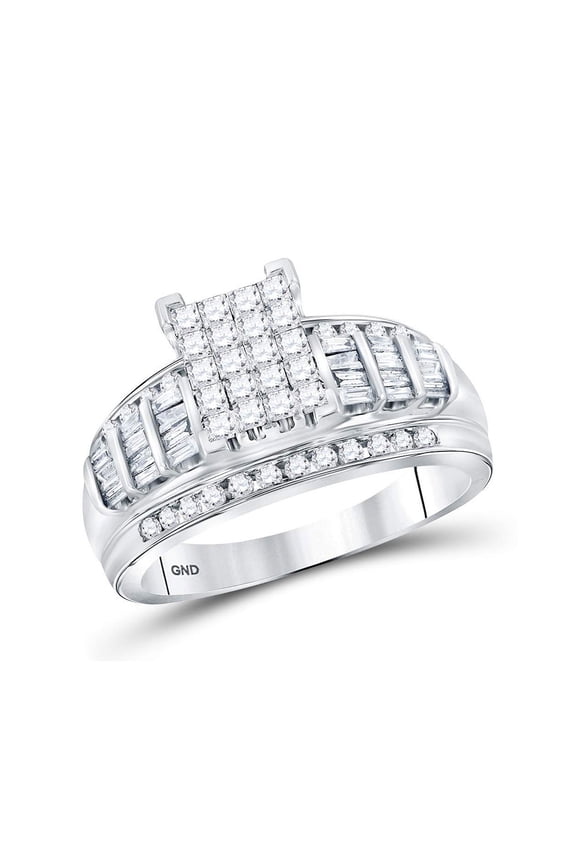 Diamond Queen 10kt White Gold Princess Diamond Cluster Bridal Wedding Engagement Ring 1 Cttw - Size 8