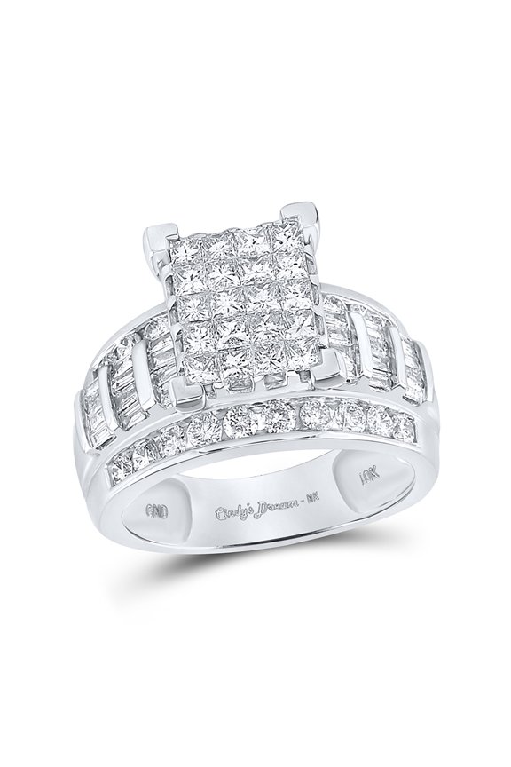 Diamond Queen 10kt White Gold Princess Diamond Square Bridal Wedding Engagement Ring 2 Cttw