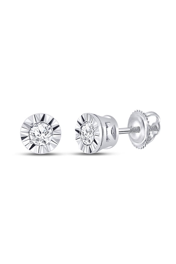 10kt White Gold Womens Diamond Solitaire Illusion-set Stud Earrings 1/10 Cttw