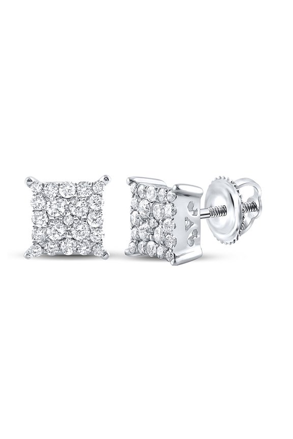 10kt White Gold Womens Diamond Square Earrings 1/4 Cttw