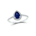 thumbnail image 1 of Diamond Queen 10kt White Gold Womens Pear Lab-Created Blue Sapphire Solitaire Ring 1 Cttw, 1 of 1