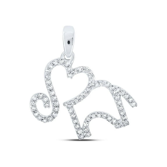 Diamond Queen 10kt White Gold Womens Round Diamond Elephant Heart Pendant 1/5 Cttw