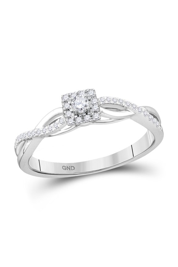 10kt White Gold Womens Round Diamond Solitaire Promise Ring 1/5 Cttw