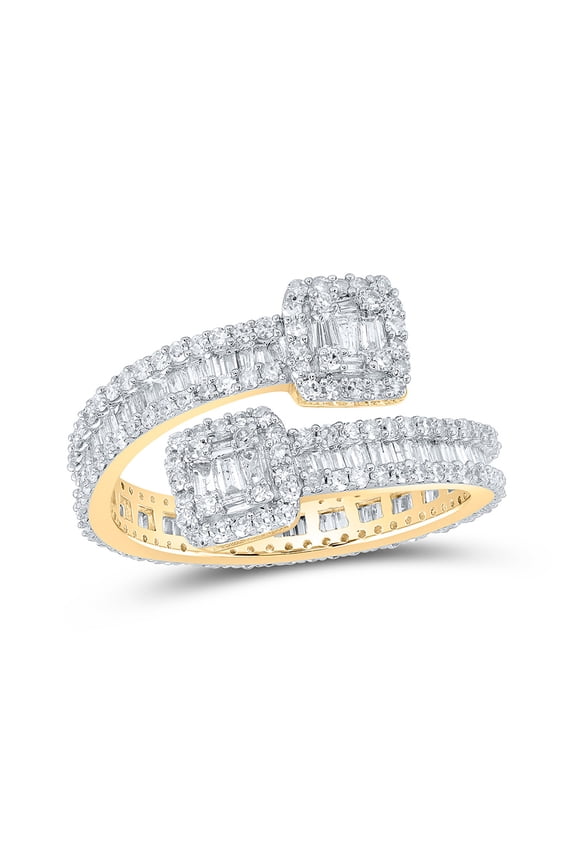 Diamond Queen 10kt Yellow Gold Mens Baguette Diamond Cuff Eternity Band Ring 1-5/8 Cttw