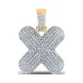 thumbnail image 1 of Diamond Queen 10kt Yellow Gold Mens Round Diamond Bubble X Letter Charm Pendant 7/8 Cttw, 1 of 2