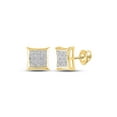 thumbnail image 1 of Diamond Queen 10kt Yellow Gold Mens Round Diamond Square Earrings 1/20 Cttw, 1 of 1