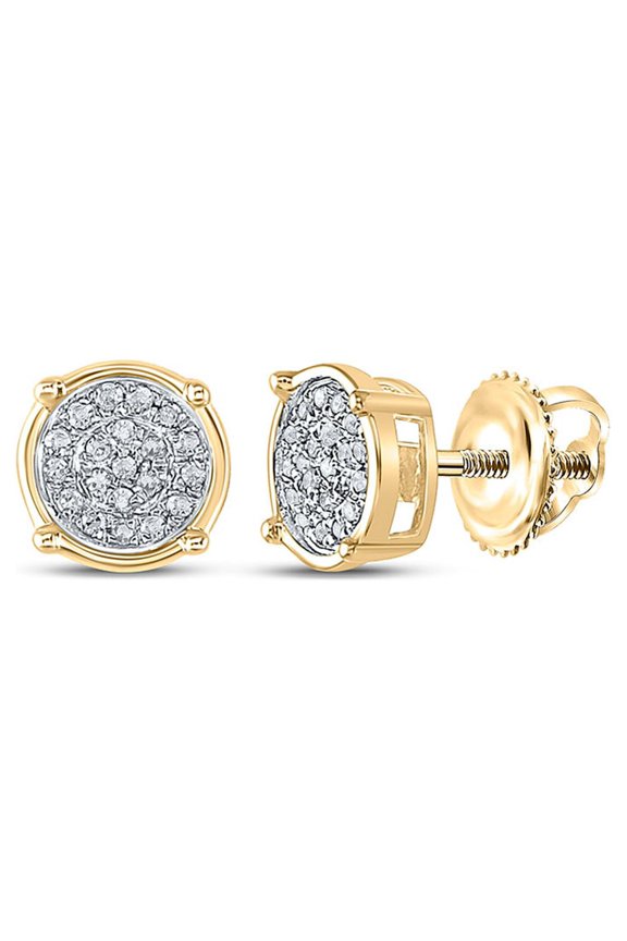 10kt Yellow Gold Womens Diamond Circle Cluster Earrings 1/10 Cttw