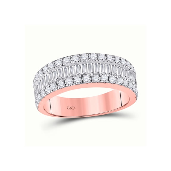 Diamond Queen 14kt Rose Gold Womens Baguette Diamond Band Ring 1-1/2 Cttw