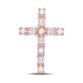 thumbnail image 1 of Diamond Queen 14kt Rose Gold Womens Baguette Round Diamond Cross Pendant 1/4 Cttw, 1 of 2