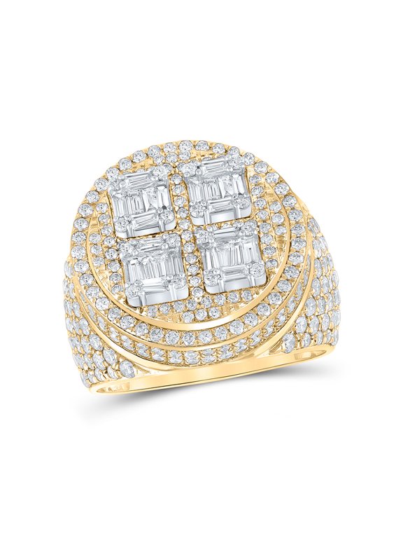 Diamond Queen 14kt Two-tone Gold Mens Baguette Diamond Circle Ring 3-7/8 Cttw