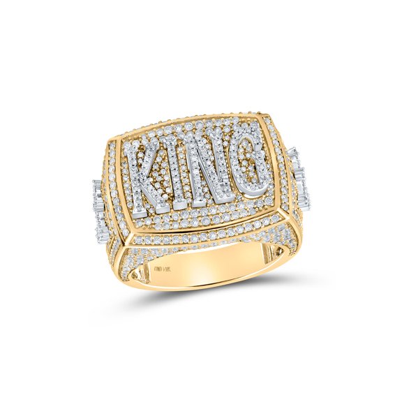 Diamond Queen 14kt Two-tone Gold Mens Round Diamond KING Ring 2-3/4 Cttw