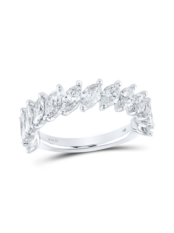 Diamond Queen 14kt White Gold Womens Marquise Diamond Band Ring 2-1/2 Cttw