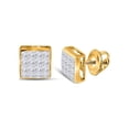 thumbnail image 1 of Diamond Queen 14kt Yellow Gold Womens Princess Diamond Square Cluster Stud Earrings 3/8 Cttw, 1 of 1