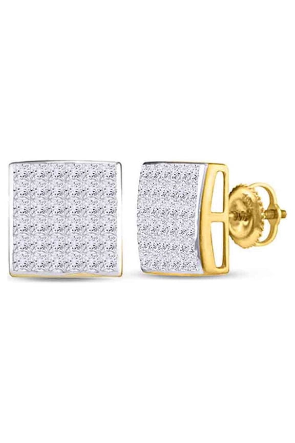 14kt Yellow Gold Womens Princess Diamond Square Earrings 1 Cttw