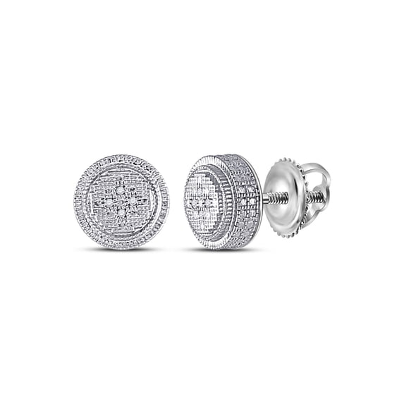 Diamond Queen Sterling Silver Mens Diamond Disc Circle Earrings .02 Cttw