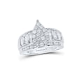 thumbnail image 1 of Sterling Silver Round Diamond Teardrop Bridal Wedding Engagement Ring 1 Cttw, 1 of 1