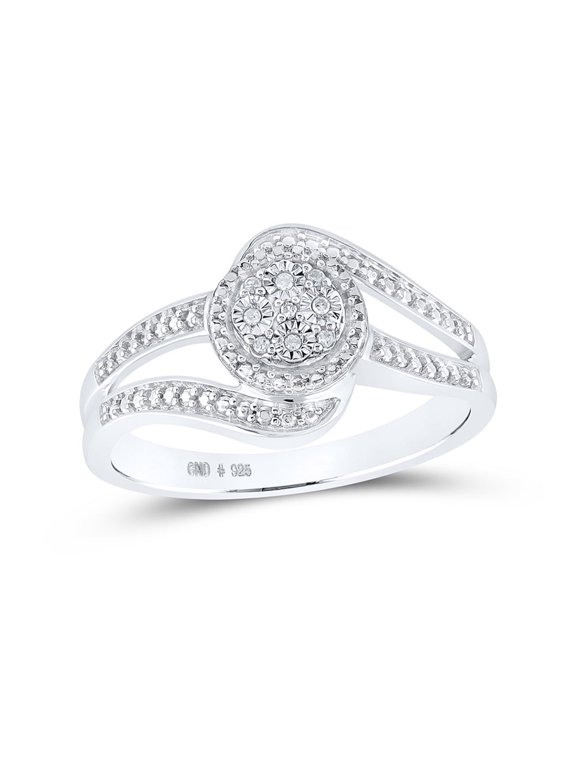 Diamond Queen Sterling Silver Womens Round Diamond Cluster Ring .03 Cttw