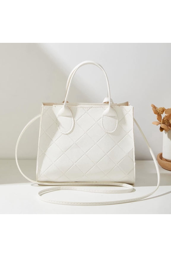 Diamond Quilted Crossbody Bag • Textured Shoulder Bag •All-Season Squared Purse • Versatile Top Handle Design • Lightweight Daily Carrier