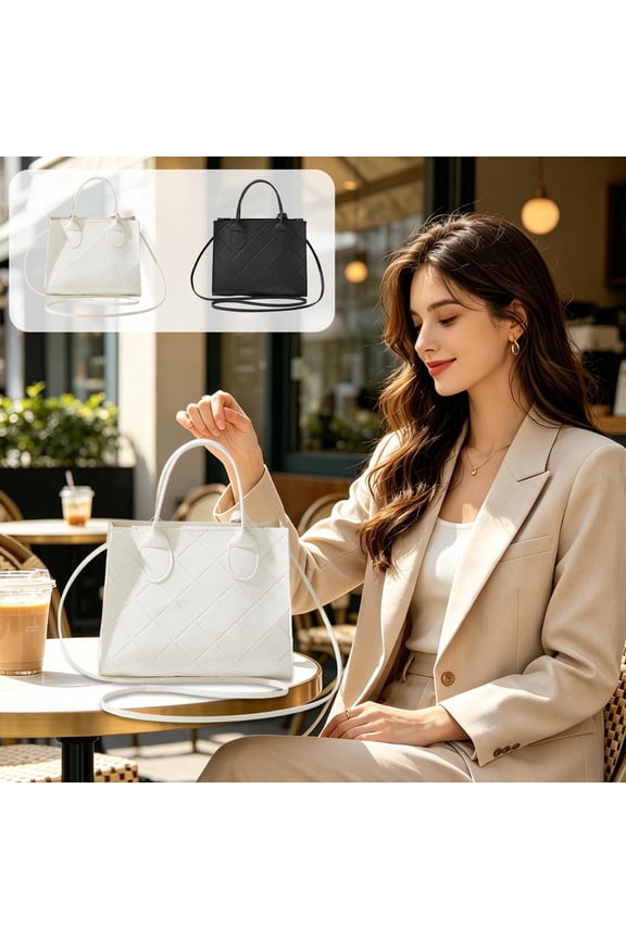 Diamond Quilted Crossbody Bag • Textured Shoulder Bag •All-Season Squared Purse • Versatile Top Handle Design • Lightweight Daily Carrier
