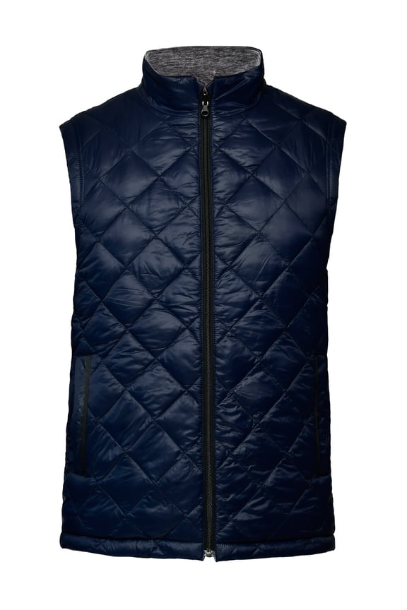 Diamond Quilted Eco-Mimic-Down Reversible Knit Fleece Vest
