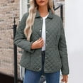 thumbnail image 1 of Diamond Quilted Jacket for Women Lapel Button Down Long Sleeve Down Coats with Pockets Tunic Solid Color Lounge Loose Fit Padded Jackets 2025 Winter Warm Fashion Outerwear, 1 of 9
