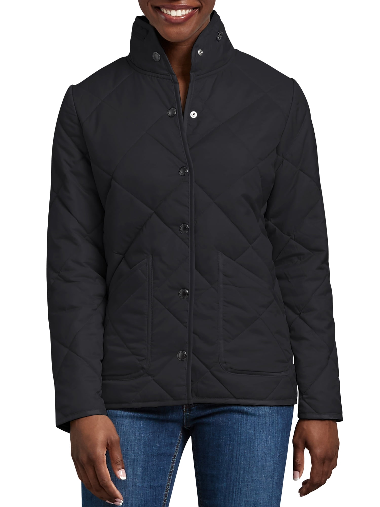 Diamond Quilted Nylon Jacket - Walmart.com