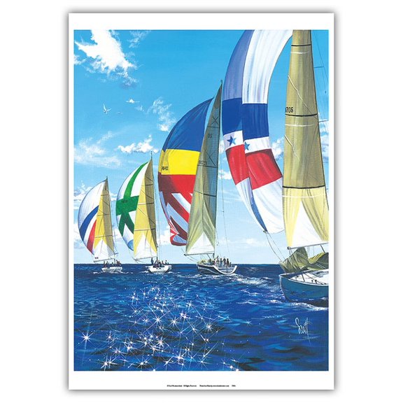 Diamond Regata (Regatta) - Sailboats Racing - From an Original Color Painting by Scott Westmoreland - Master Art Print 10in x 14in
