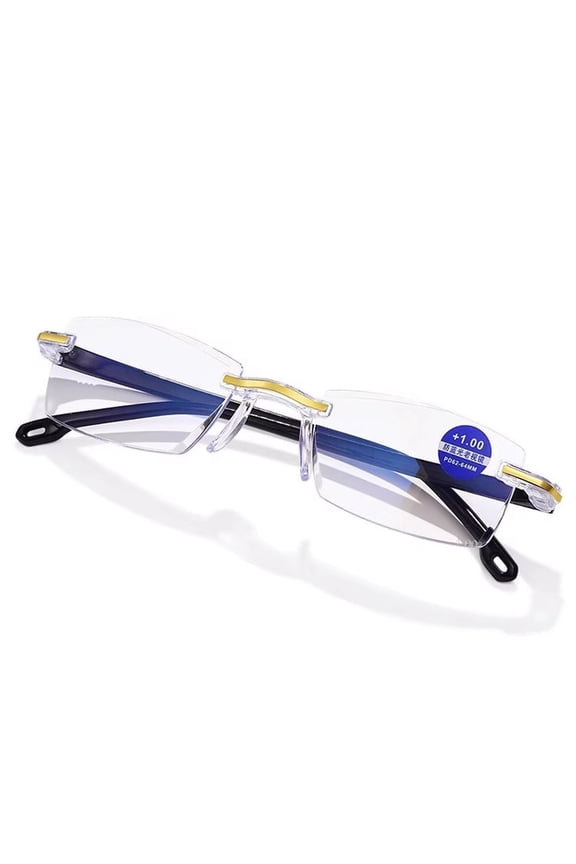 Diamond Rimless Reading Glasses with Blue Light Blocking and Auto Focus, Advanced Eye Strain Reduction, Smart Lenses for Reading and Screens, Elegant Design for Daily Use