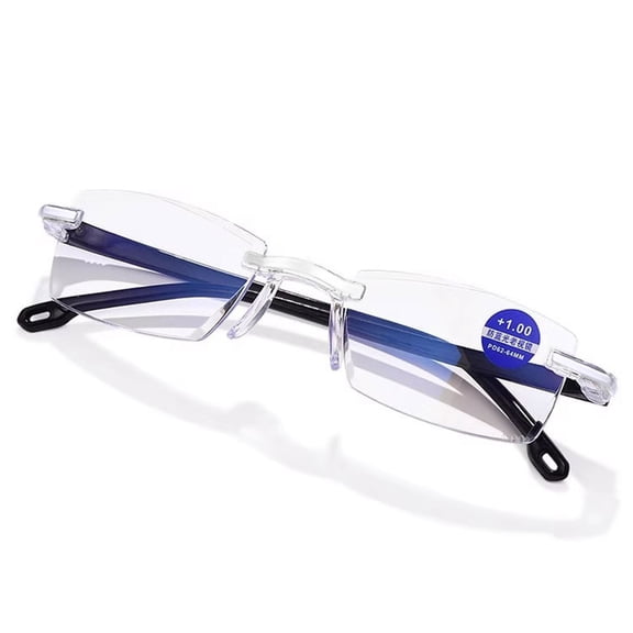 Diamond Rimless Reading Glasses Blue Light Blocking Auto Focus Lenses for Men Women Computer Screen Eye Strain Relief - Anti Glare Smart Focus Readers for Home Office Travel Driving Daily Use